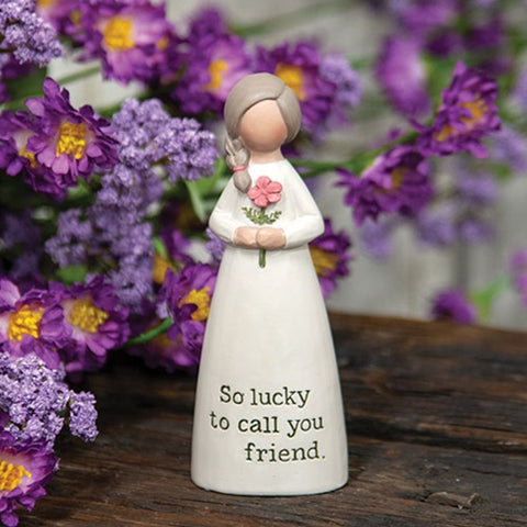 Lucky to Call You Friend Mini Resin Angel