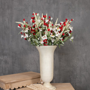 White Daisy & Red Heather Bush