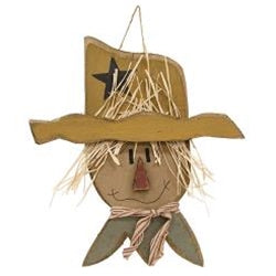 Rustic Wood Frilled Collar Hanging Scarecrow Head