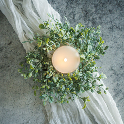 English Boxwood Candle Ring  12"