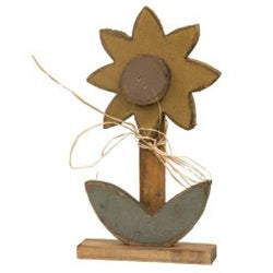 Rustic Wood Small Sunflower on Base