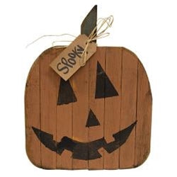 Rustic Lath Large Orange Jack Faced Pumpkin