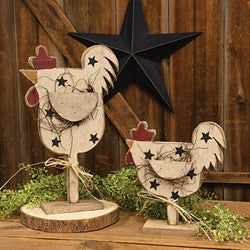 Rustic Wood Stars Chicken on Base