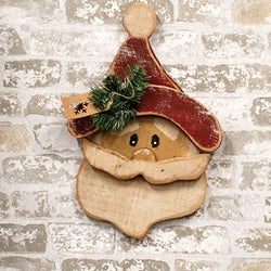 Rustic Wood Hanging Santa Tag w/Snowflake Tag