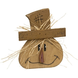 Rustic Wood Happy Scarecrow Head Sitter