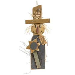 Rustic Wood Skinny Happy Fall Y'all Hanging Scarecrow