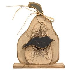 Rustic Wood Layered Pumpkin w/Crow Sign on Base