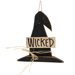Rustic Wood Hanging Wicked Witch Hat