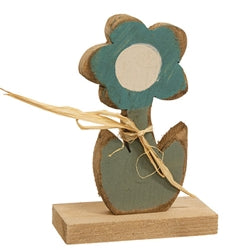 Rustic Wood Daisy On Base - 8"H