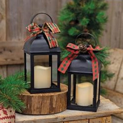 Battery Operated Black Holiday Lantern