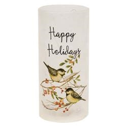 Frosted Glass Winter Bird Luminary