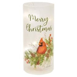 Frosted Glass Winter Bird Luminary
