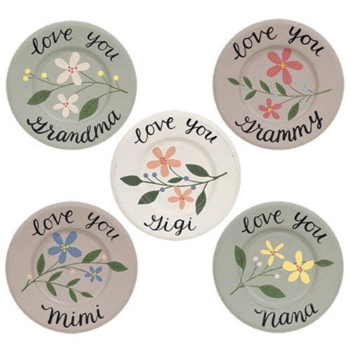Grandma Love Mini Floral Plate, 5 Asstd.