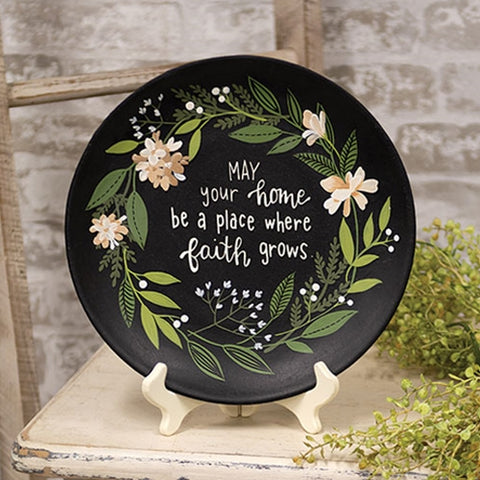May Your Home Be a Place Where Faith Grows Wooden Plate