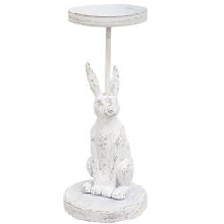 White Bunny Metal Pillar Candle Holder