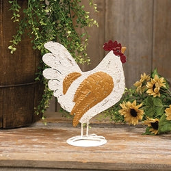 Distressed Metal Chicken - 9.75"H