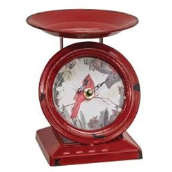 Vintage Christmas Cardinal Old Town Scale CLock