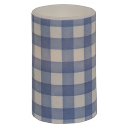 Blue & White Gingham Check Timer Pillar