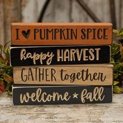 Happy Harvest Engraved Block, 9"