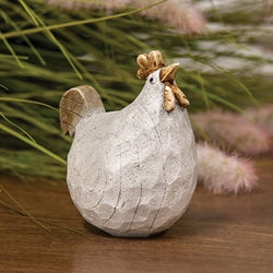 Carved Look Resin Looking Up Chicken Sitter