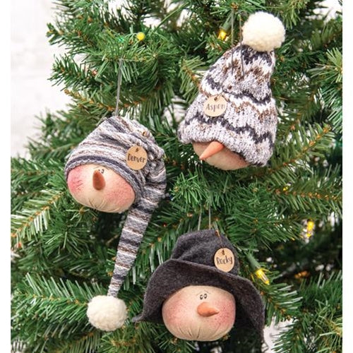 Snowy Snowman Ornament, 3 Asstd.
