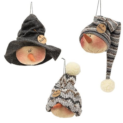 Snowy Snowman Ornament, 3 Asstd.