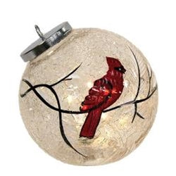 Snowy Cardinal Light Up Ball Ornament
