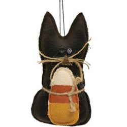 Primitive Cat with Candy Corn Ornament