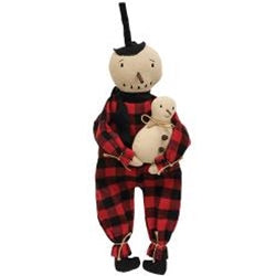 Snowman with Buffalo Checked suit and baby