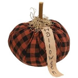 Burnt Orange & Black Stuffed "Halloween" Pumpkin