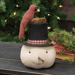 Stuffed Nesting Cardinal Top Hat Snowman Sitter