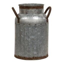 Distressed Metal Ribbed Milk Can, Small