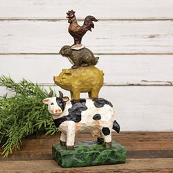 Carved Look Resin Farm Animal Stack