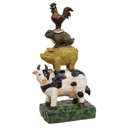 Carved Look Resin Farm Animal Stack