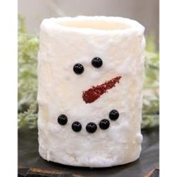 Snowman Face LED Pillar, 4"