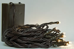 LED Battery Twinkle Lights, Brown Cord, 20 ct