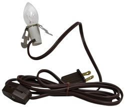 Clip Light w/Bulb, Brown Cord