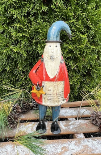 Santa Holding a Star - Recycled Metal