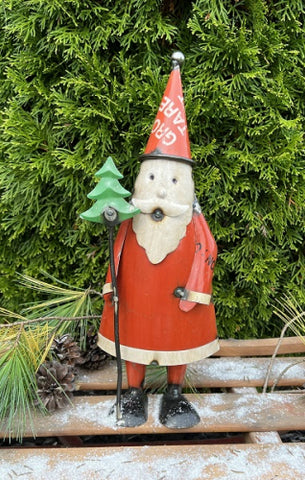 Santa with a Christmas Tree - Recycled Metal