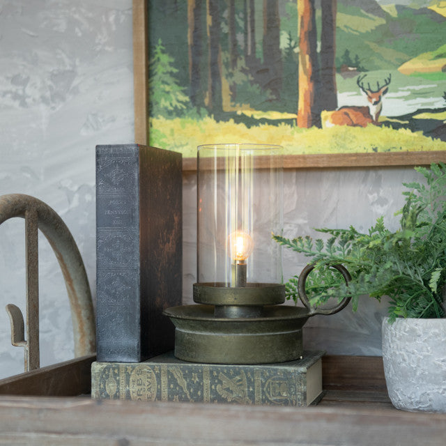 Tabletop Led Lights Aged Metal Tabletop LED Light with Handle – Saltbox Primitives