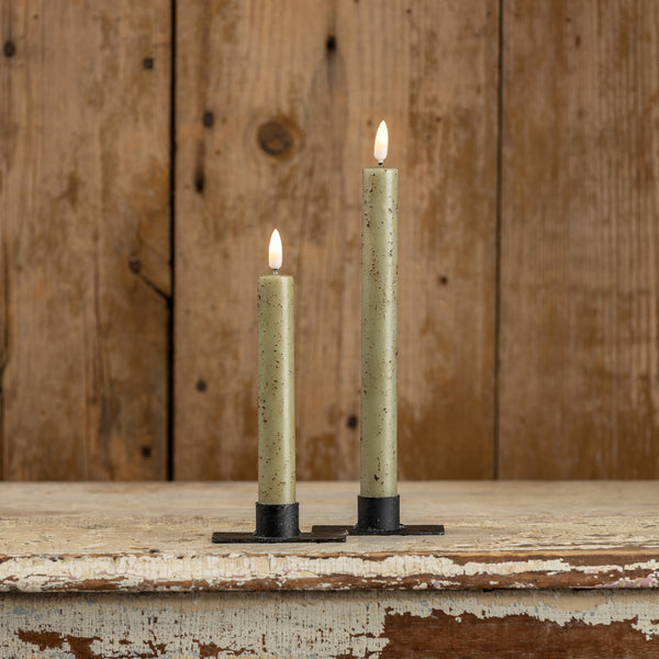 Taper Flame Candle -Green 9.5" Set of 2