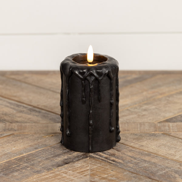 Black 3D Flame Pillar Candle    5"