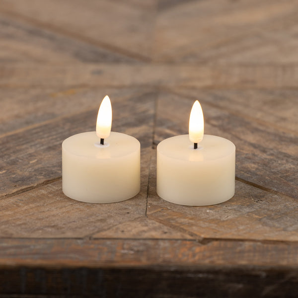 3D Flame Cream Tealight Candles  (Set of 2)