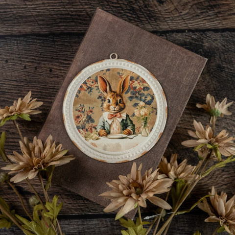 5" Tea Party Bunny Round Print Ornament
