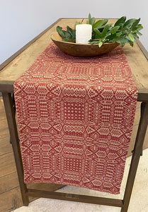 Abigail's Weave Red/ Linen Runner 56"