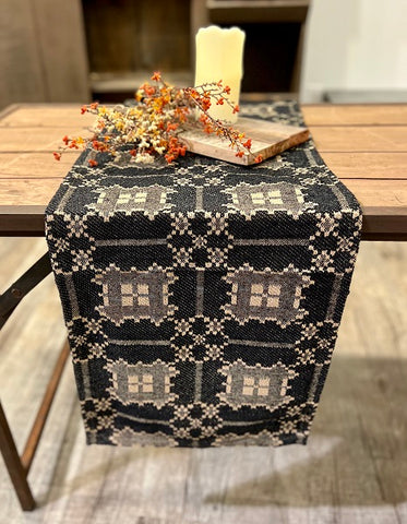 Nantucket Black/Tan 34" Table Runner