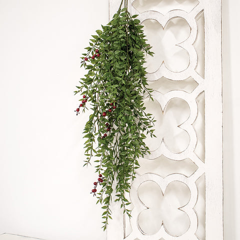 Lady Ruscus & Berries Hanging Bush, 36"