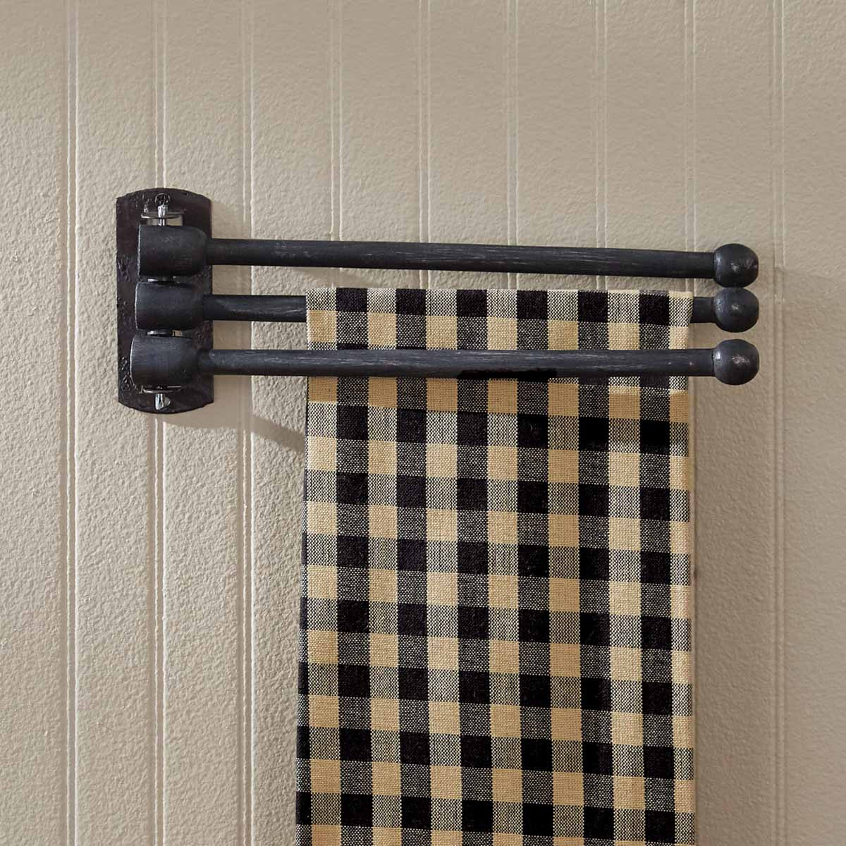 3 PRONG WOOD TOWEL RACK - BLACK