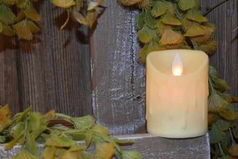 Cream Drip Timered Moving flame Votive