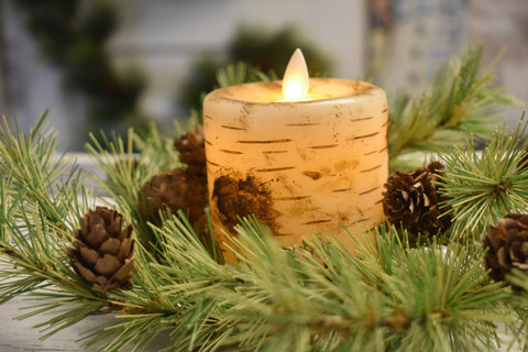 Birch Pillar Candle Moving Flame&nbsp; &nbsp;3" x 4"